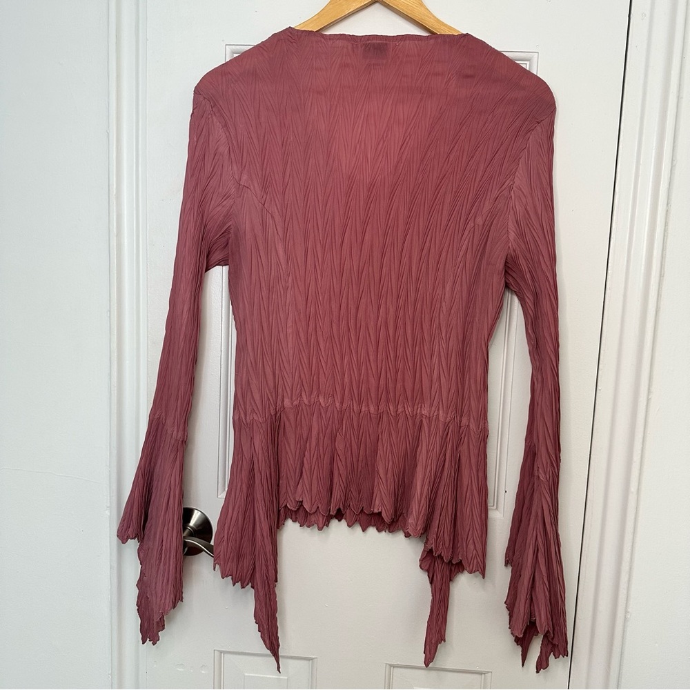 Y2K Pink Fairy Grunge Long Flare Sleeve Top Witchy Whimsigoth Dark Romance Goth - Picture 6 of 7